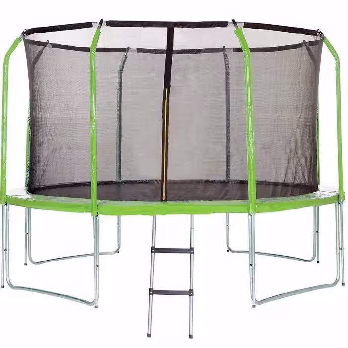 Trampolina Comfort z drabinką 366cm zielona