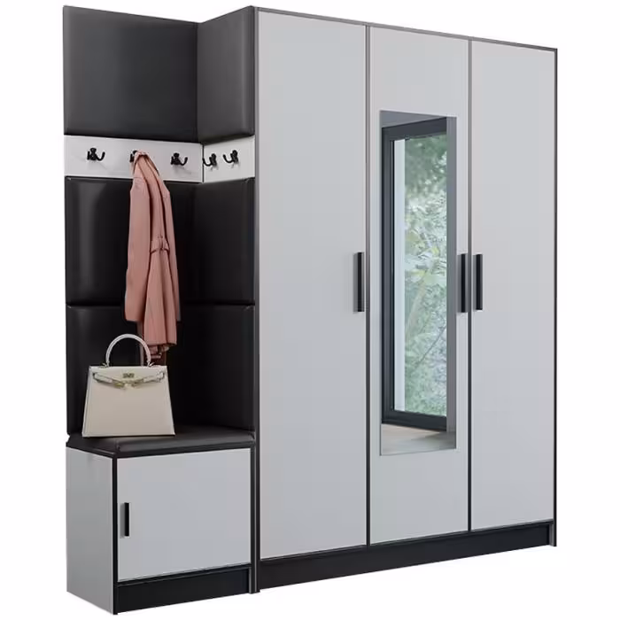 Garderoba Roj 14 biała + Madryt 1100 ekoskóra czarna