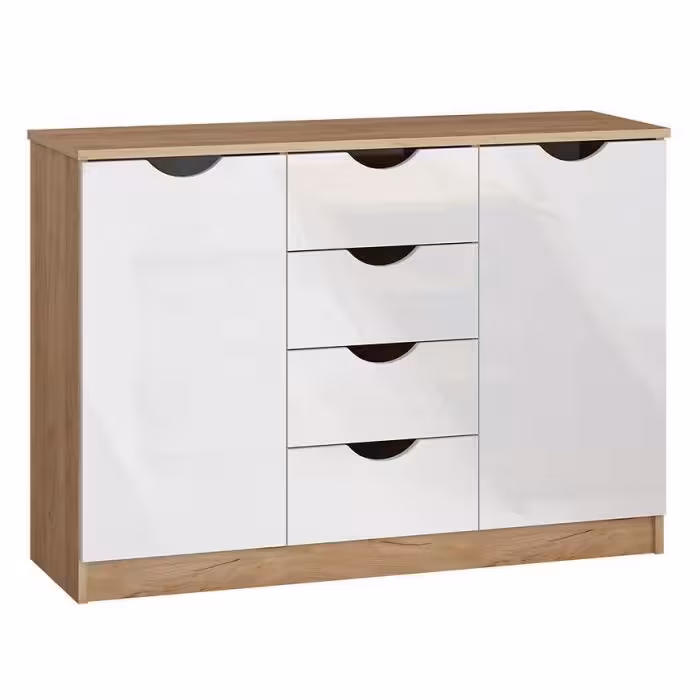 Komoda Tymeo 2d4s D.Craft Złoty/Biały Połysk