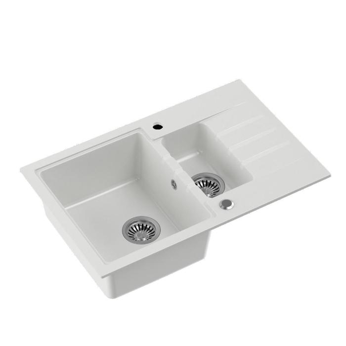 Zlew Peter 156 Steingran biały 78x50x20 i syfon