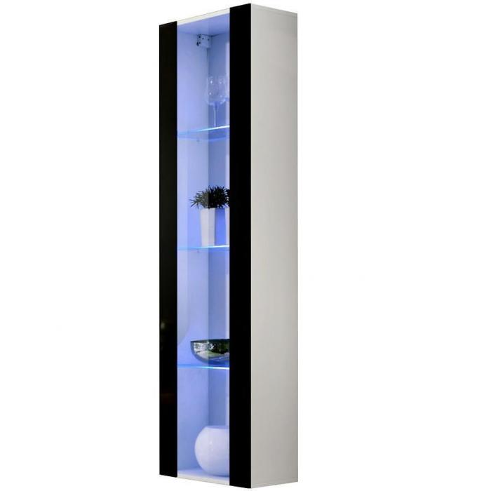 Witryna Fly 41+Szkło Czarny/Biały +LED