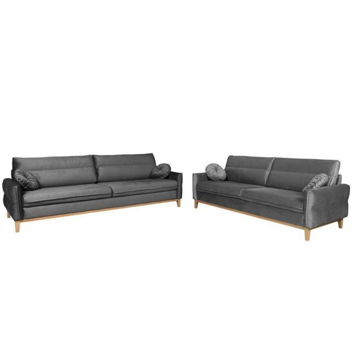 Komplet Bellano 3/2/1 Grey Kronos 22 drewno naturalne