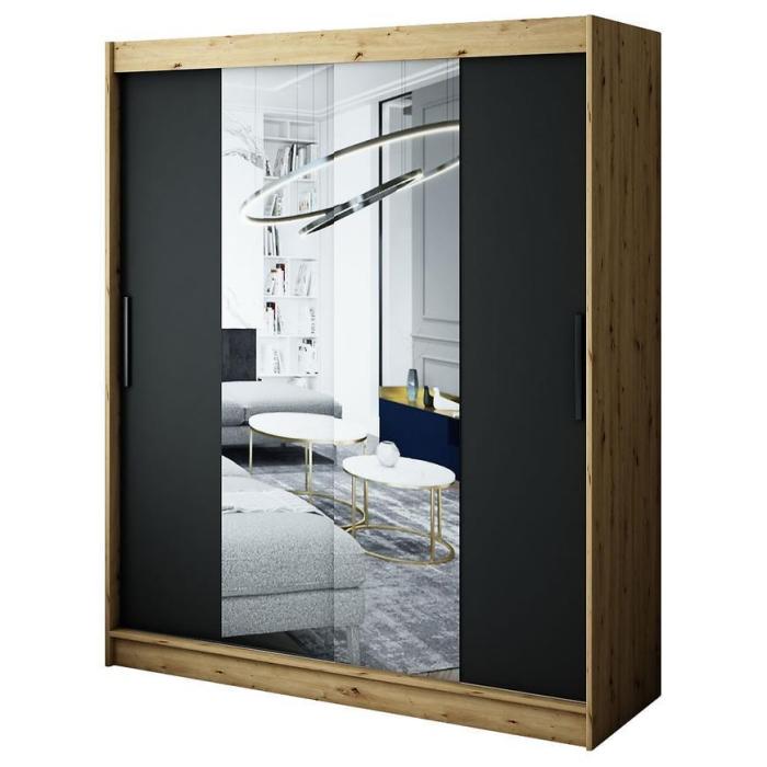 Szafa Halifax T1 180 Dąb Artisan/Czarny/Lustro
