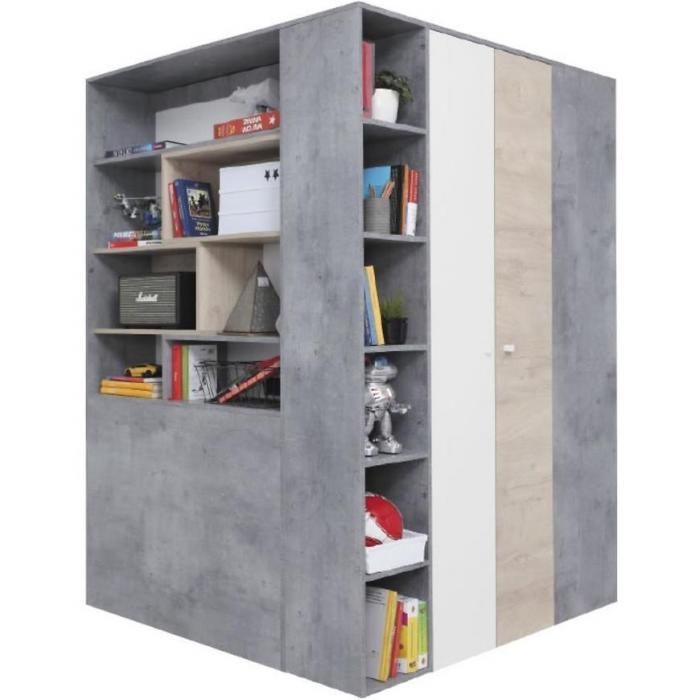 Szafa Sigma 80 SI3 beton/biały/dąb