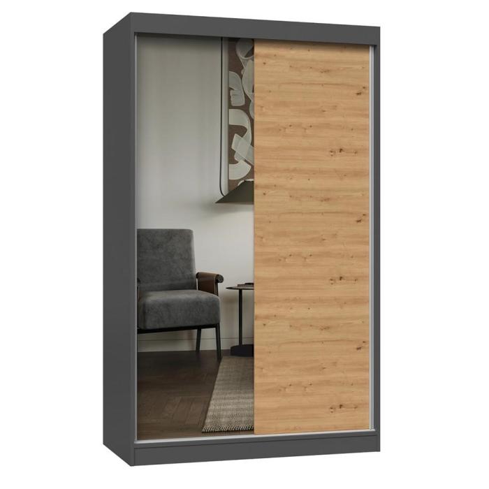 Szafa Sabina 120 z lustrem dąb artisan/antracyt