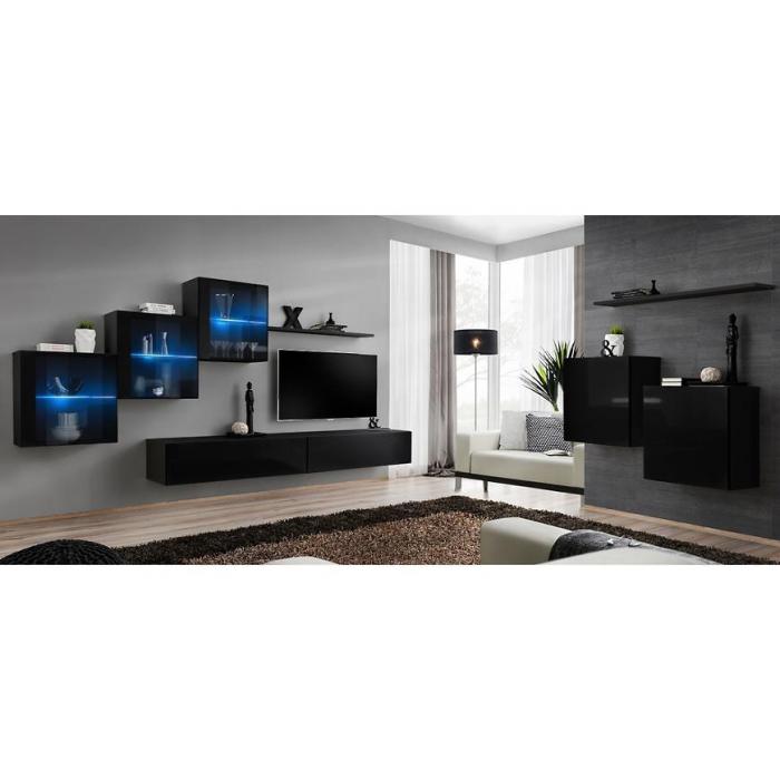 Meblościanka Switch XX szkło + LED Czarny