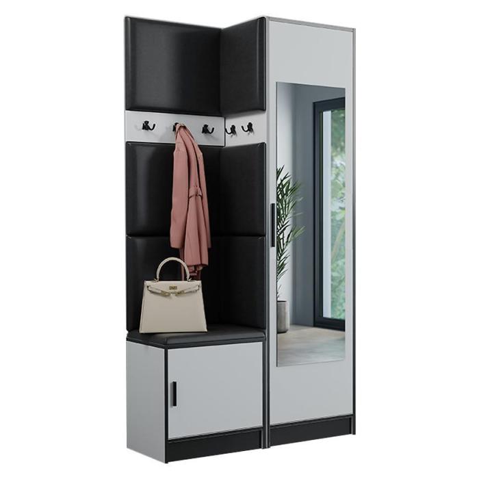 Garderoba Roj 11 biała + Madryt 1100 ekoskóra czarna