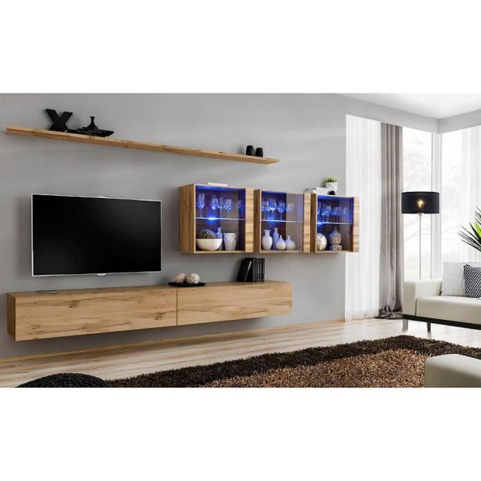 Meblościanka Switch XVII szkło + LED Wotan