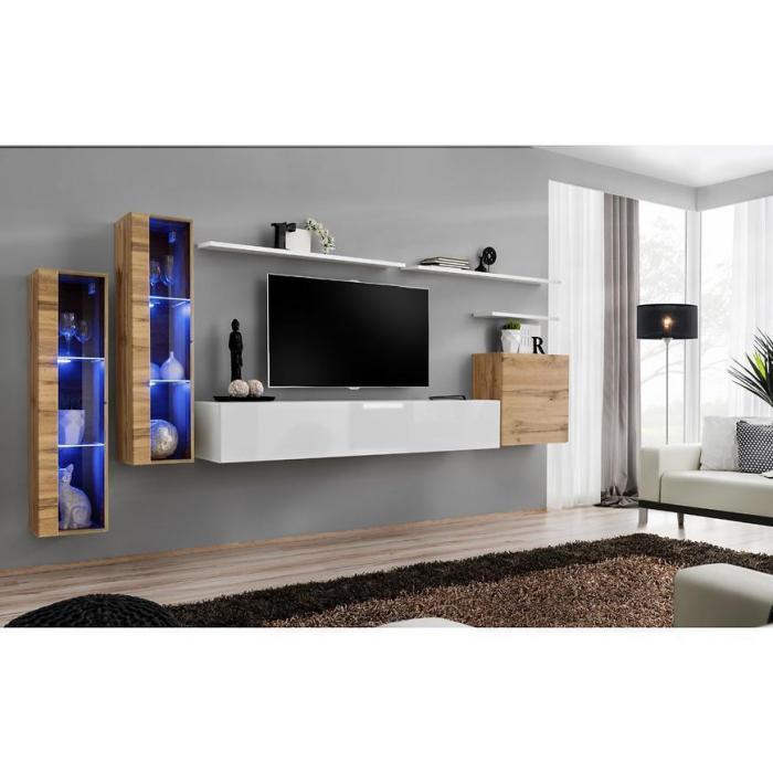 Meblościanka Switch Szkło+LED XI Wotan/Biały