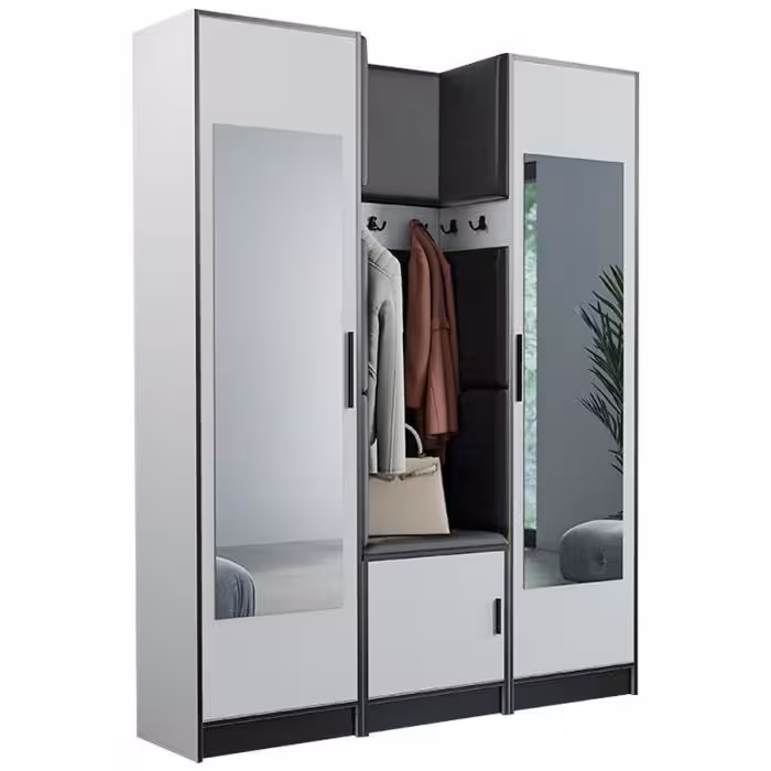 Garderoba Roj 12 biała + Madryt 1100 ekoskóra czarna