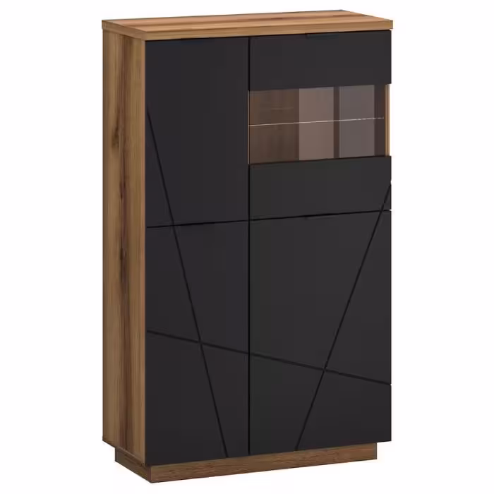 Witryna Orient C 3d1w Dąb Delano Ciemny/Czarny