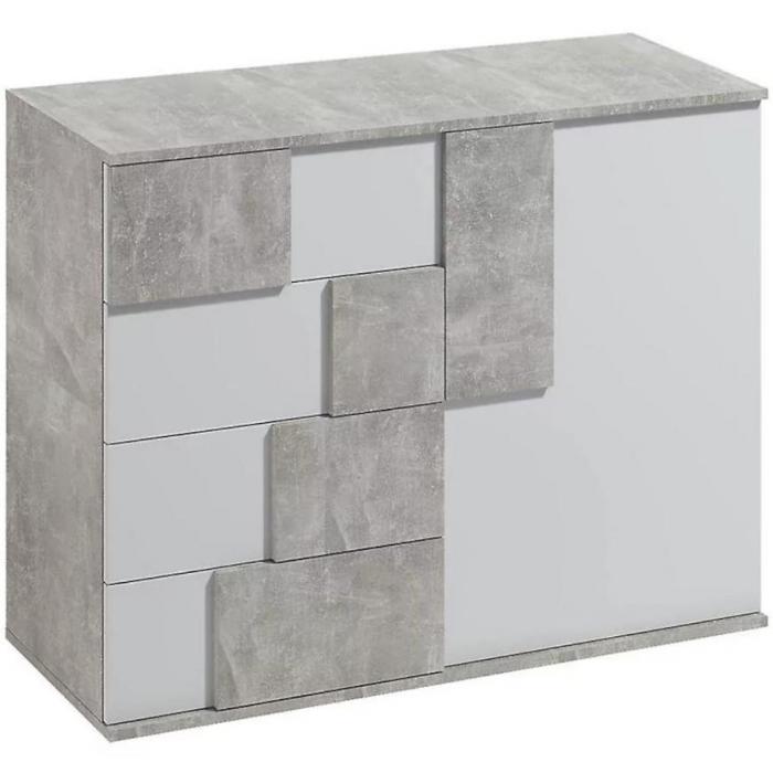 Komoda Elstra I biała/beton