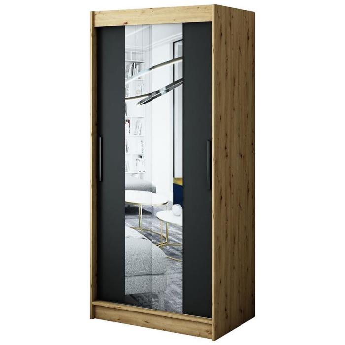 Szafa Halifax T1 100 Dąb Artisan/Czarny/Lustro
