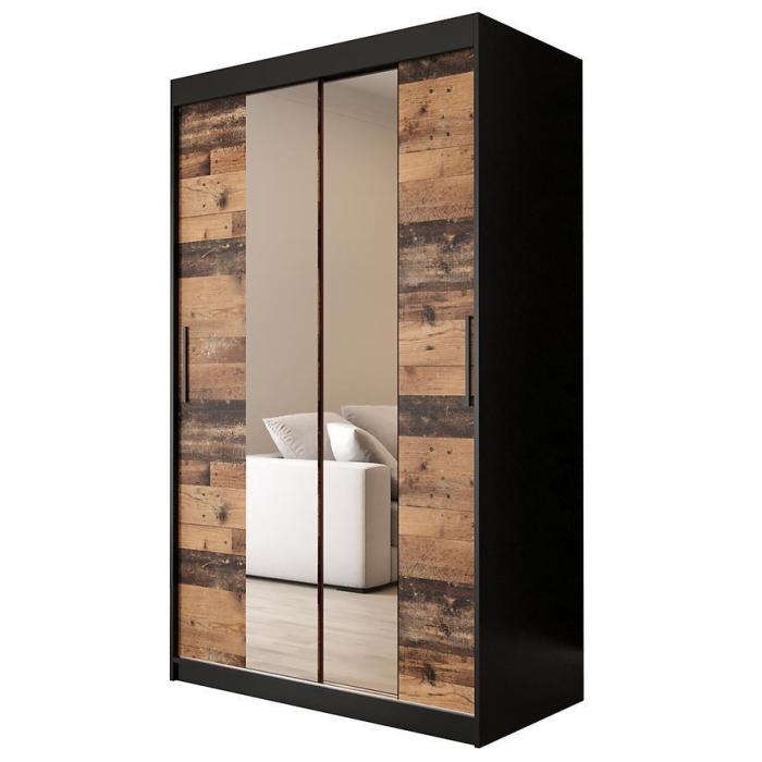 Szafa Old Wood T1 120 Czarny/Old Style/Lustro