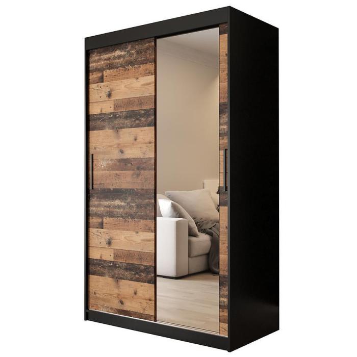 Szafa Old Wood T2 120 Czarny/Old Style/Lustro
