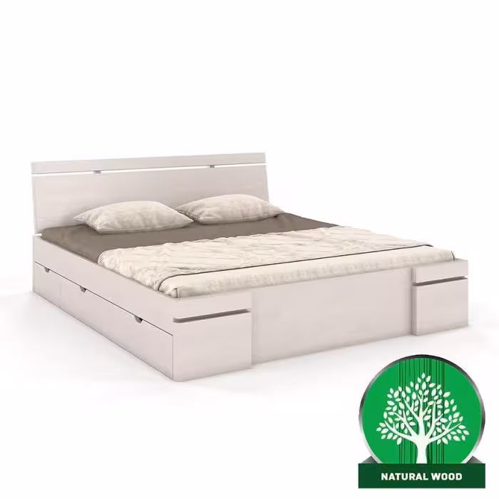 Łóżko sosnowe Skandica Sparta maxi+sz 140X200 biały