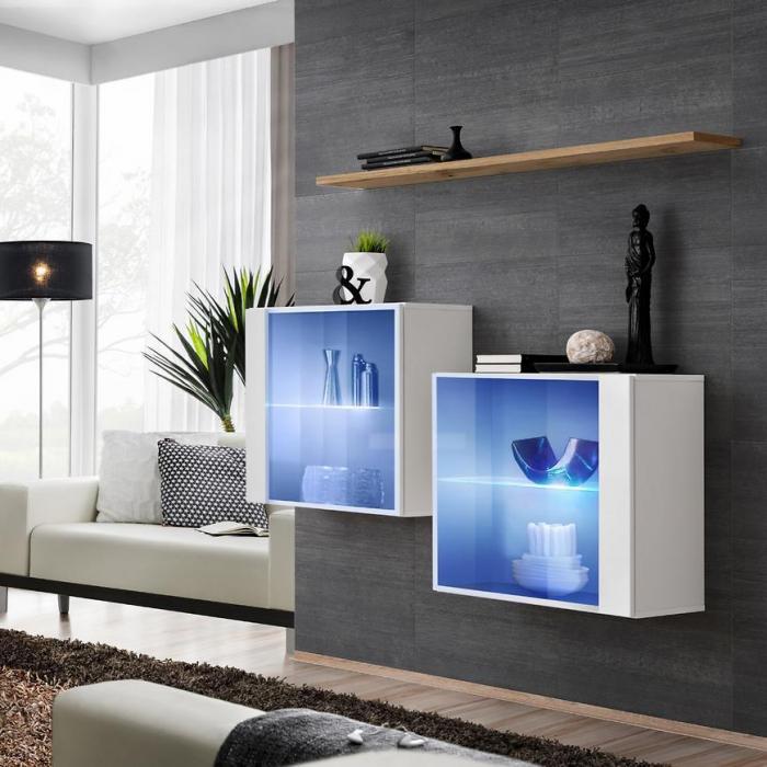 Komoda+Półka Switch Sb III Led Biały/Wotan