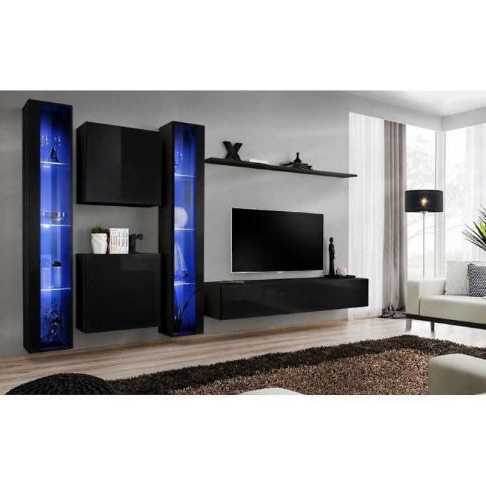 Meblościanka Switch XVI szkło + LED Czarny