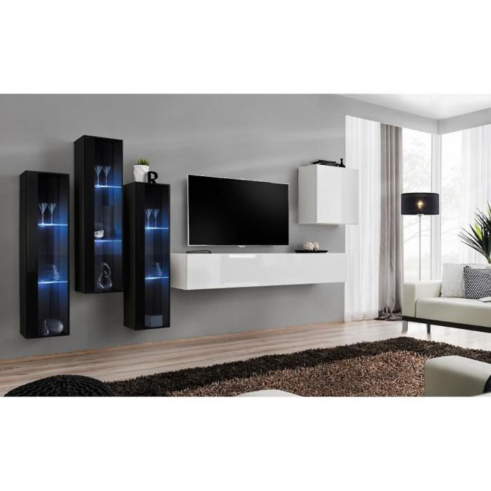 Meblościanka Switch Szkło+LED XIII Czarny/Biały