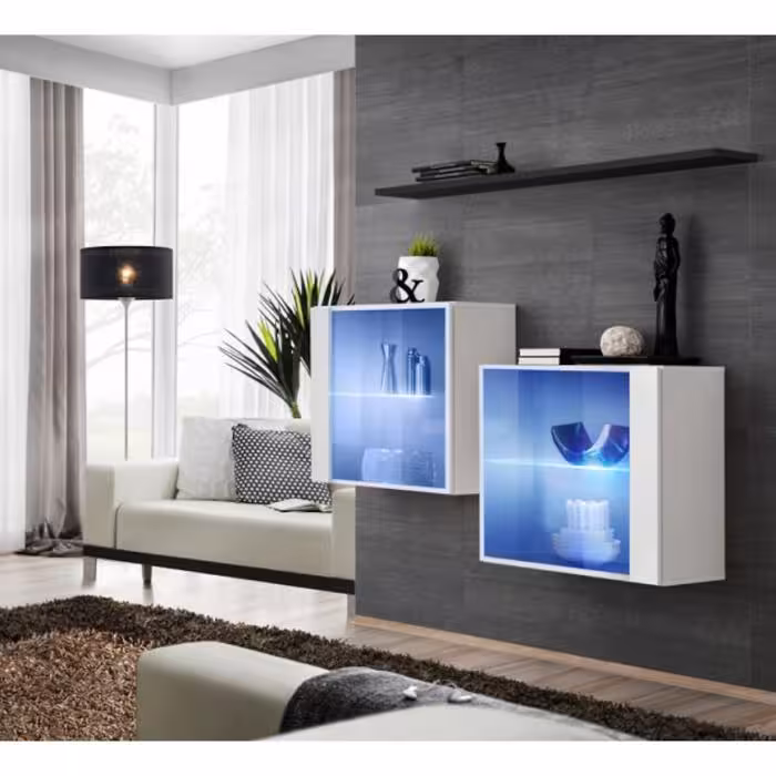 Komoda+Półka Switch Sb III Led Biały/Czarny