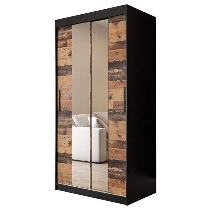 Szafa Old Wood T1 100 Czarny/Old Style/Lustro