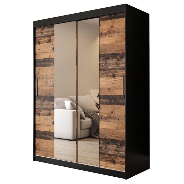 Szafa Old Wood T2 100 Czarny/Old Style/Lustro