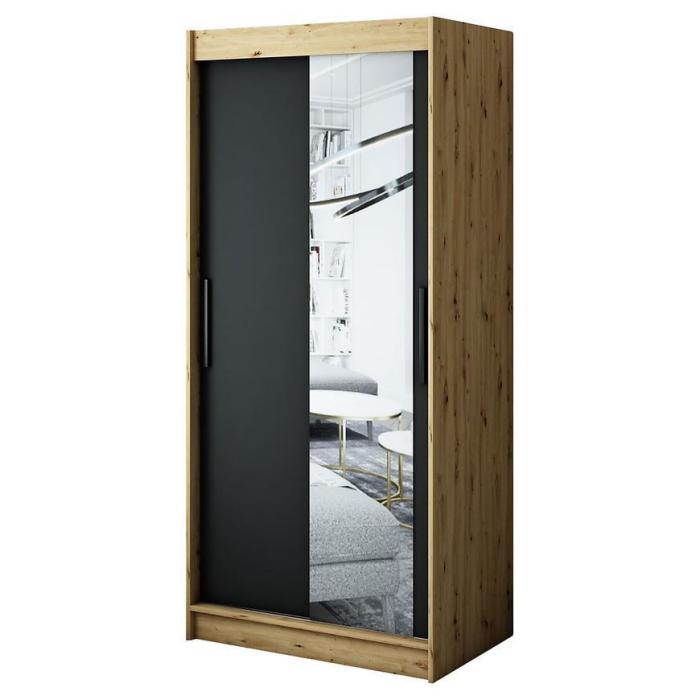 Szafa Halifax T2 100 Dąb Artisan/Czarny/Lustro