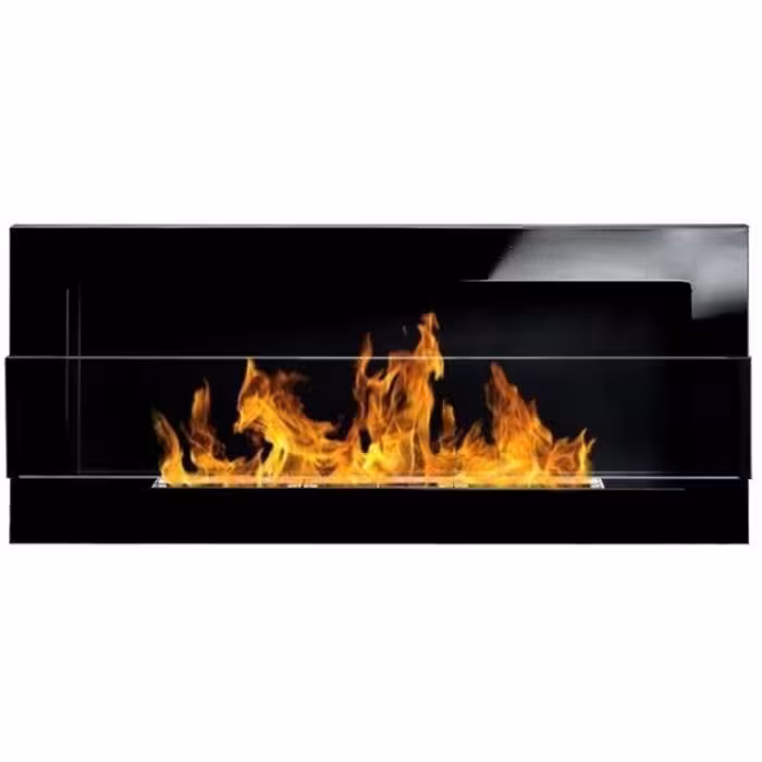 Biokominek 900x400 czarny połysk z szybą