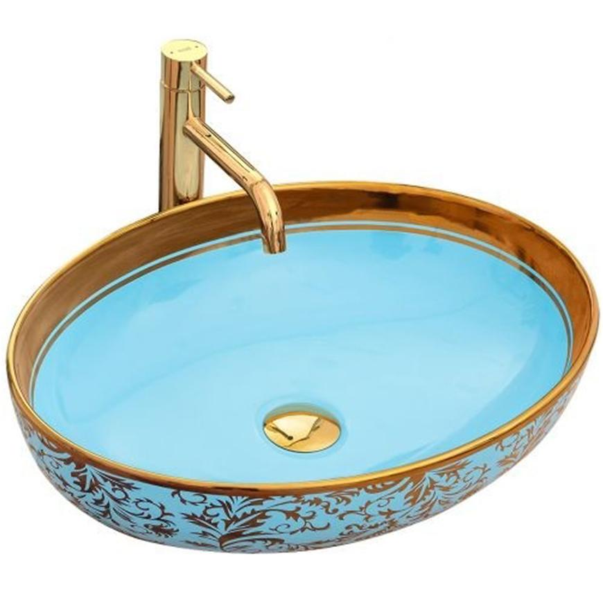 Umywalka nablatowa Margot Blue/Gold