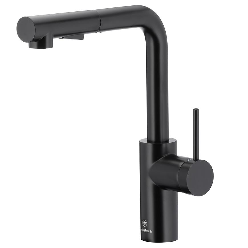 Bateria zlewozmywakowa obrotowa z wyciąganą wylewką Duero Basic Black