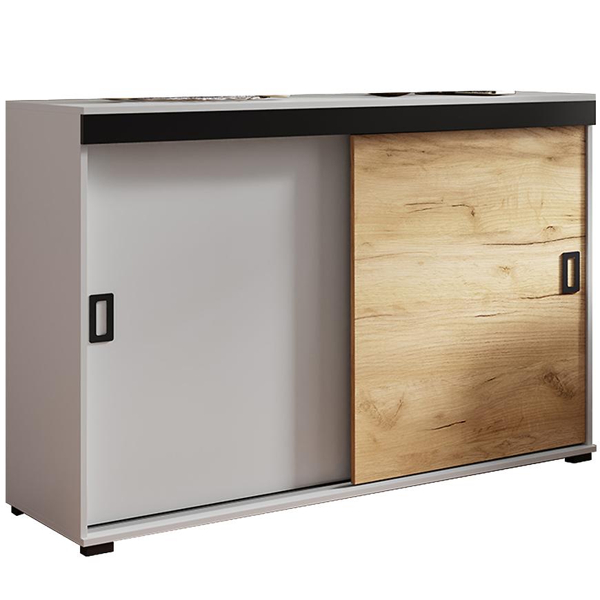 Komoda Retro 120 Biały/Craft +Czarne Uchwyty