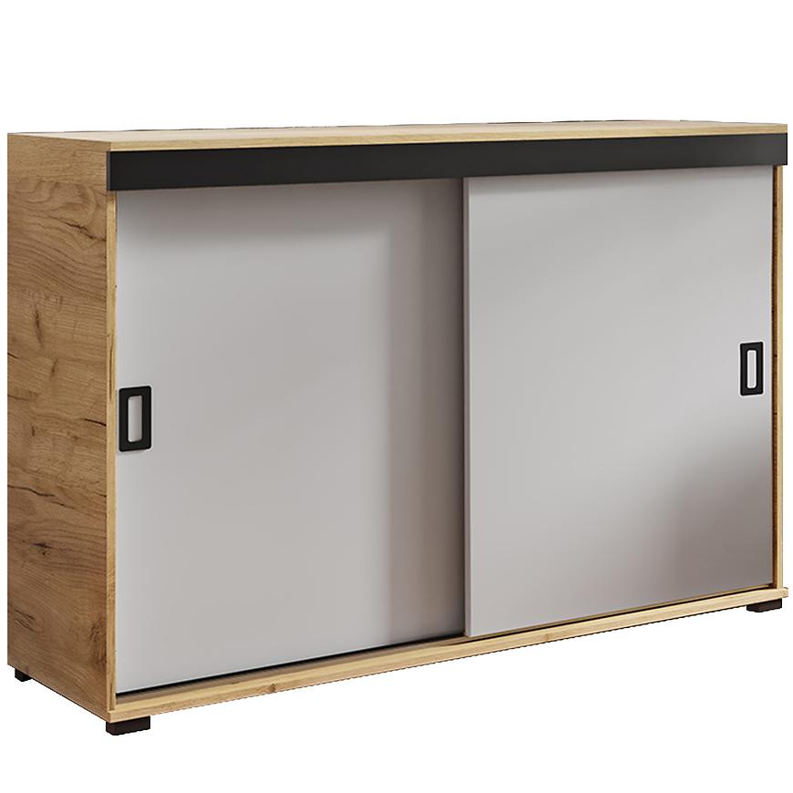 Komoda Retro 120 Craft/Biały + Czarne Uchwyty