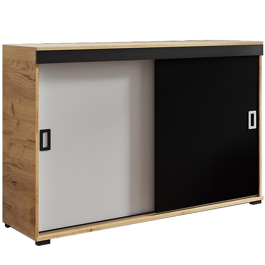 Komoda Retro 120 Craft/Biały/Czarny + Uchwyty Biały I Czarny