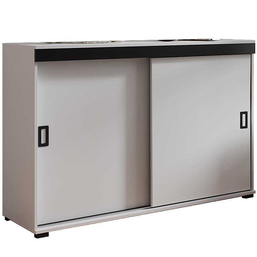 Komoda Retro 140 Biały + Czarne Uchwyty