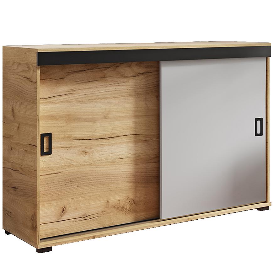Komoda Retro 140 Craft/Biały + Czarne Uchwyty