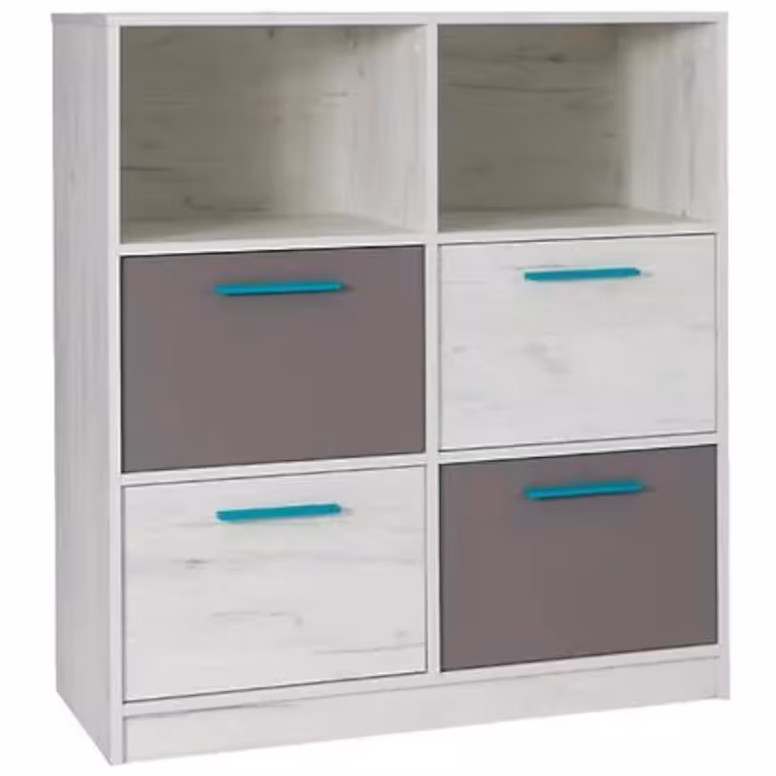 Komoda Rest R04 4SZ popiel/dąb biały