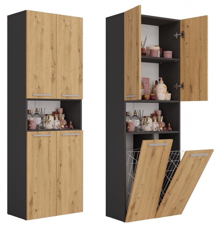 Słupek łazienkowy Sandra 2DK dąb artisan/antracyt