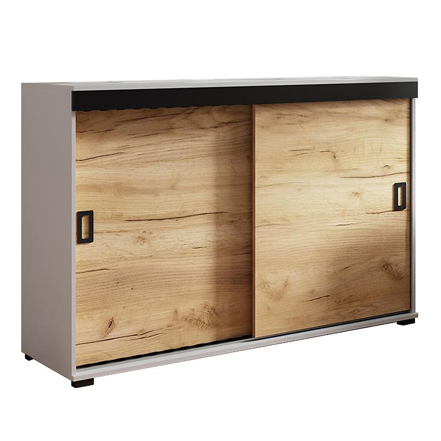 Komoda Retro 120 Biały/Craft + Czarne Uchwyty