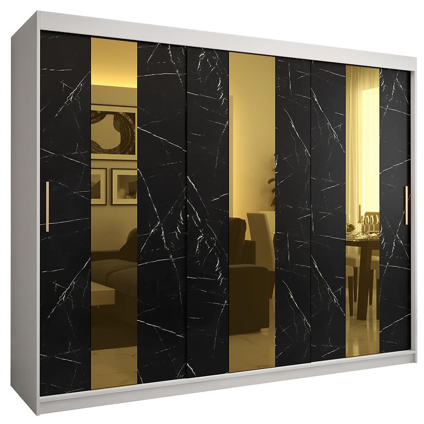Szafa Platinum Pole 250 biały marmur/czarny