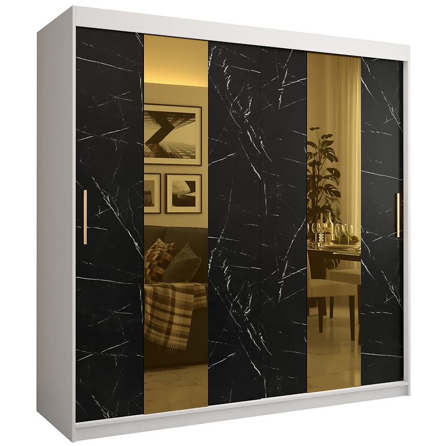 Szafa Platinum Pole 200 biały marmur/czarny