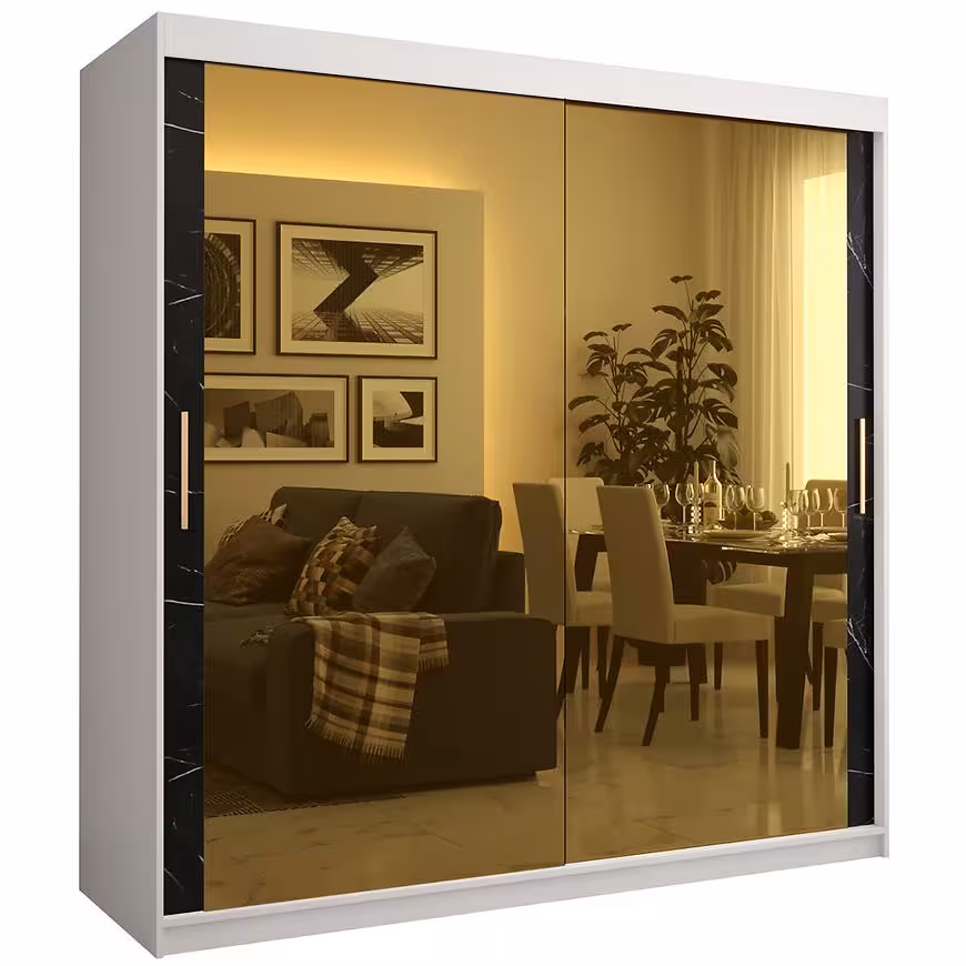 Szafa Platinum T3 200 biały marmur/czarny