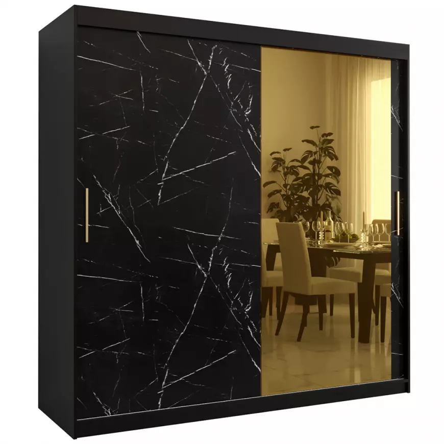 Szafa Platinum T2 200 czarny marmur/czarny