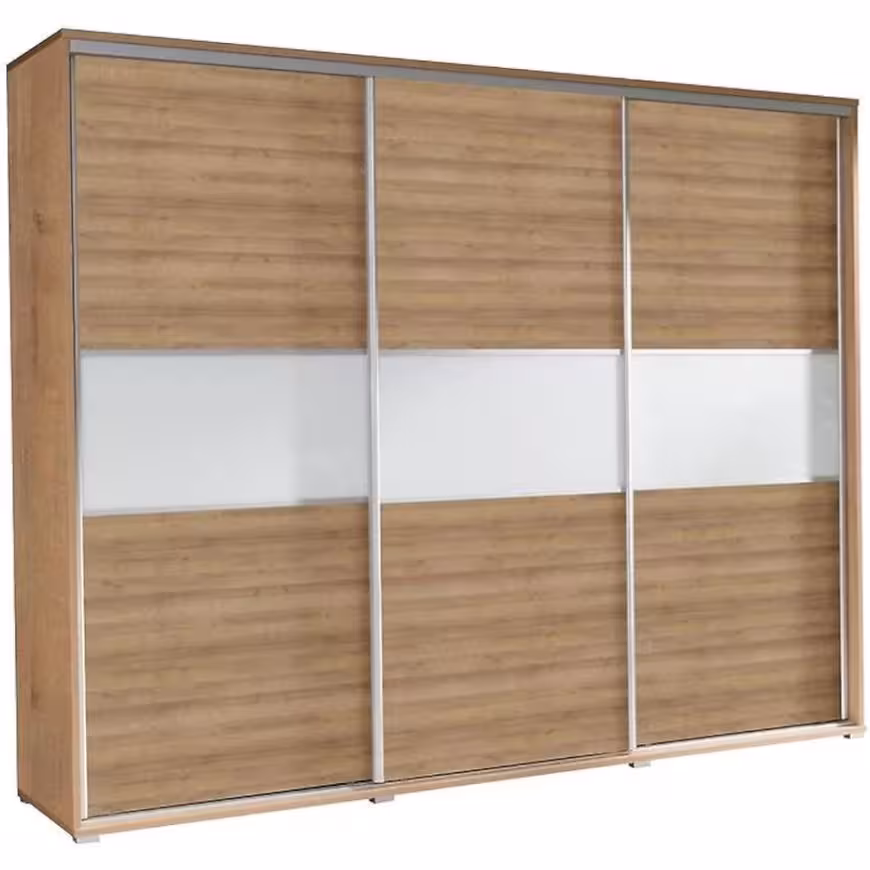 Szafa Florencja dąb riviera/białe szkło 277 cm