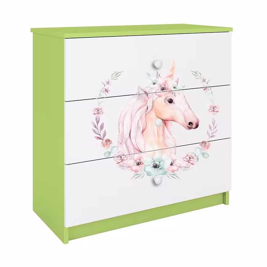 Komoda Dla Dzieci Babydreams Zielony – Konik