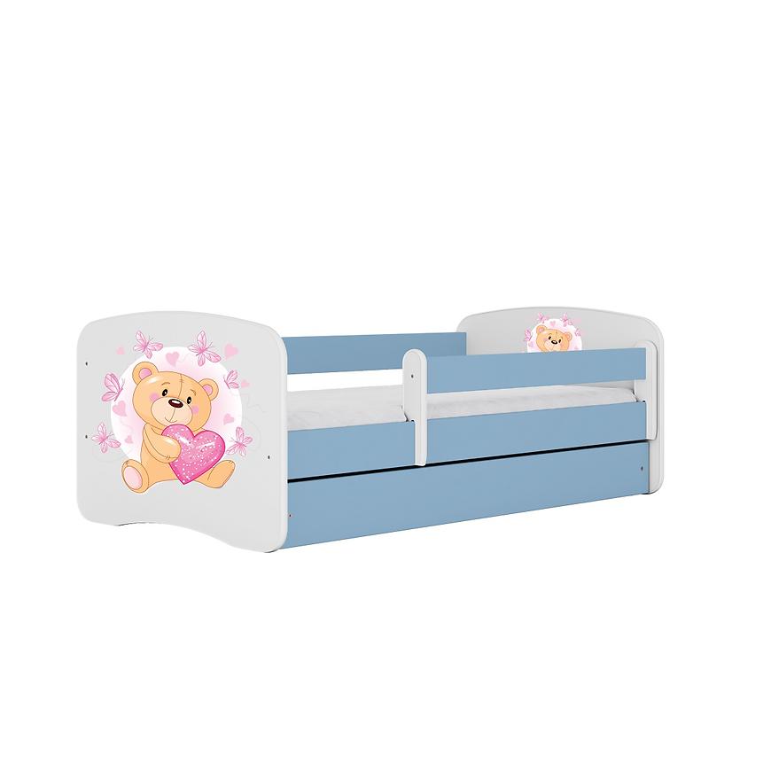 Łóżko dziecięce z materacem i szufladą Babydreams Niebieski 80x160 Miś Motyl