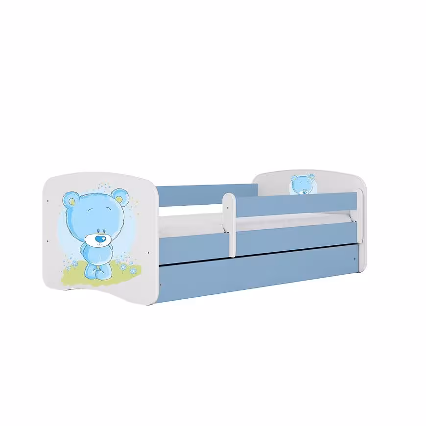 Łóżko dziecięce z materacem i szufladą Babydreams Niebieski 80x180 Miś Niebieski