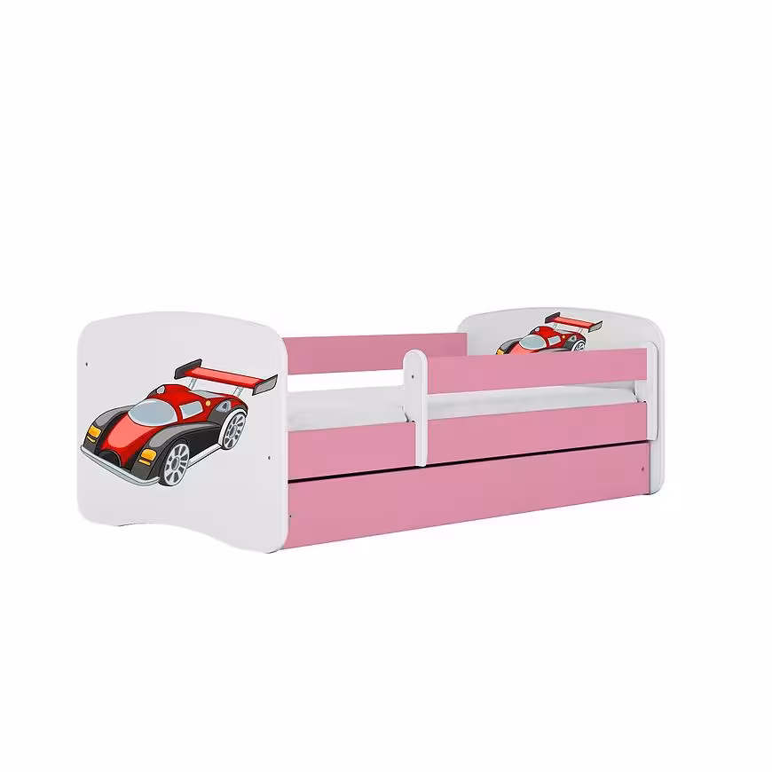 Łóżko dziecięce z materacem i szufladą Babydreams Różowe 80x180 Auto