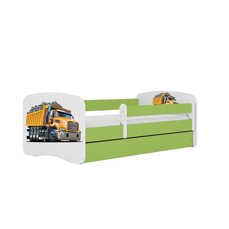 Łóżko dziecięce z materacem i szufladą Babydreams Zielone 70x140 Ciężarówka