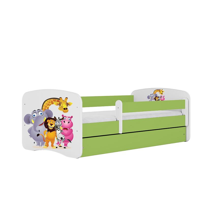 Łóżko dziecięce z materacem i szufladą Babydreams Zielone 70x140 Zoo