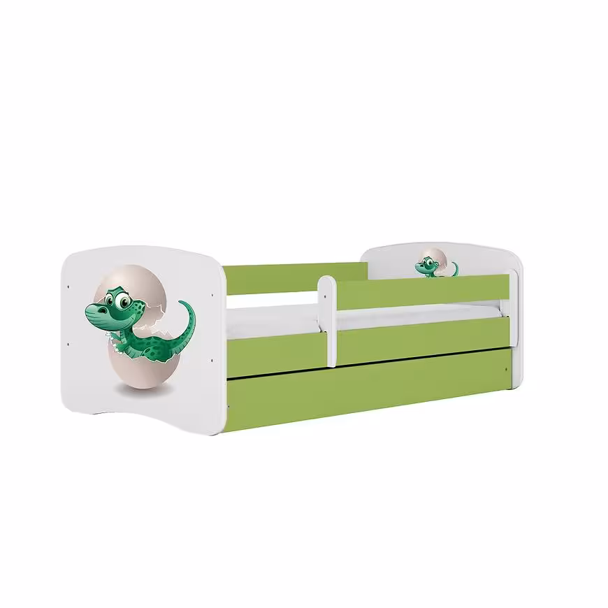 Łóżko dziecięce z materacem i szufladą Babydreams Zielone 80x180 Dino
